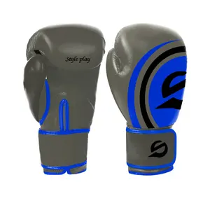 Gants de boxe en cuir PU bleu fantôme, entraînement professionnel, sparring, MMA, kickboxing - Product Image 1