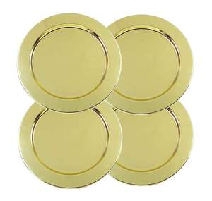 Plato de Presentación Redondo Dorado con Borde Floral en Relieve, Diseño Clásico, Vajilla Metálica, Bandeja Decorativa Resistente para Fiestas - Product Image 6
