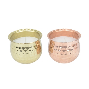 Modern Design Fireside Glow Scented Metal <b>Candle</b> Jar Bowl <b>Set</b> with Gold Copper Plating Customizable Colors & Sizes for Weddings - Product Image 3
