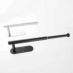 Premium Extendable <b>Paper</b> Towel Holder Wall Mounted Matte <b>Black</b> Under Cabinet Kitchen <b>Tissue</b> Roll Dispenser Silver - Product Image 1