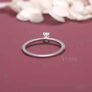 IGI Certified Radiant Cut Diamond <b>Solitaire</b> Pavé Engagement <b>Ring</b> in Solid 925 Sterling <b>Silver</b> - Product Image 4