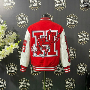 Chaqueta Varsity Roja para Hombre de Twill Sports, con Letra H Bordada, Heartbreakers, 10 Campeones, Ropa Casual de Otoño - Product Image 3