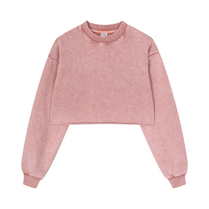 Crop top de haute qualité en coton 380GSM, streetwear Y2K, logo personnalisé, sweat-shirt court lavé, sweat-shirts pour femmes, sweats à capuche - Product Image 5