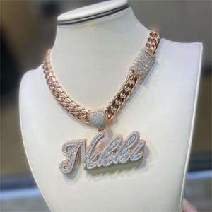 Colgante con Número de Moissanita con Corte Baguette Certificado por GRA, Plata de Ley 925, Chapado en Oro de 18K, Joyería de Lujo Unisex para Regalo - Product Image 2