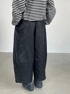 FANAN – pantalon en cuir pour femmes, élastique, taille haute, droit, à jambes larges, vêtements chauds pour le bureau, nouvelle collection hiver - Product Image 4