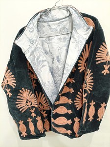 Handmade Green <b>Velvet</b> Embroidered Suzani <b>Jacket</b> with Floral Pattern Full Sleeve Stand Collar Boho <b>Women's</b> Autumn Outerwear - Product Image 3