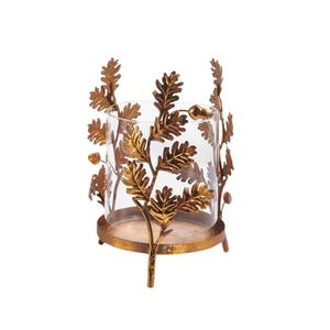 แจกันแก้วทรงกระบอกดีไซน์ใบไม้ทันสมัย พร้อมที่วางเทียนตกแต่งโต๊ะและของขวัญ ที่วางเทียนทรงเสาสำหรับโต๊ะอาหารและงานเลี้ยงอาหารค่ำ - Product Image 6