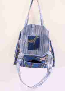 Bolso Tote de Algodón Acolchado Hecho a Mano con Estampado de Animales y Selva en Azul Índigo, Estilo Boho, para Primavera, Invierno, Otoño, Todas las Estaciones, para la Playa - Product Image 3