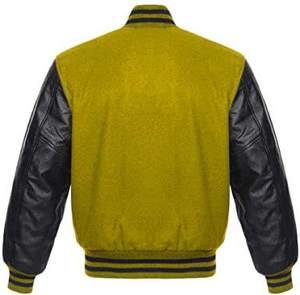 Veste universitaire unisexe de haute qualité avec broderie chenille, manches en cuir, logo personnalisé sur le devant, col montant, style baseball. - Product Image 2