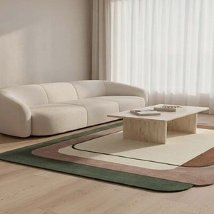 Tapis contemporain neutre à couches superposées, tapis moderne tufté doux, tapis décoratif minimaliste pour salon, chambre, bureau - Product Image 4