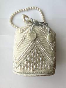 Zardosi Floral Embroidered <b>Red</b> <b>Silk</b> Potli Bag Pearl Beaded Handle Women Wedding Evening Clutch Bridal Purse Ethnic Party Handbag - Product Image 2