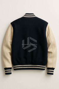 Customizable Vintage White 100% Wool Varsity <b>Jacket</b> Men High Quality <b>Winter</b> Windproof Stand Collar Casual - Product Image 2