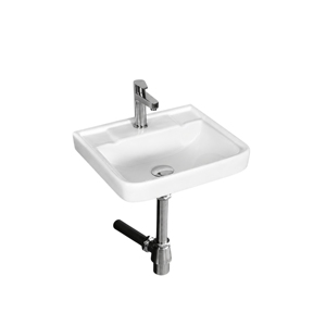 Lavabo de Pared ADDY, Rectangular, con un Solo Orificio, Grifo Cromado, Diseño Minimalista, Fácil de Limpiar, Desagüe Pulido, Lavabo para Baño - Product Image 1