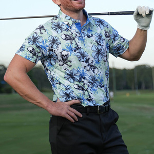 Custom Sport Shirts Digital Printing Moisture Wicking Short Sleeves Polyester Spandex Knitted Golf Polo Shirt - Product Image 2