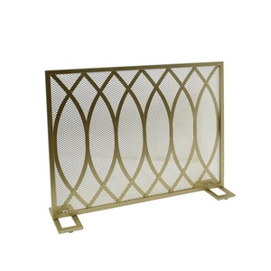 Protector de Chimenea Ovalado de Metal Estilo Art Deco con Malla Resistente y Protector de Chispas, Protector de Hogar Independiente con Acabado Dorado - Product Image 6