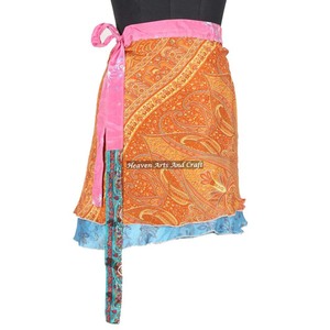 Minifalda Mágica de Seda para Mujer, Estilo Étnico Hindú Bohemio Hippie, Ideal para Uso Diario y Fiestas, Inspirada en Sari - Product Image 1