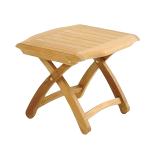 This solid teak <b>folding</b> stool and side <b>table</b> features a slatted surface and an X-shaped scissor-frame design with hardware - Product Image 1