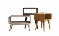 Ensemble de tables basses en bois de style mid-century modern avec rangement, meubles de salon, design en chêne massif