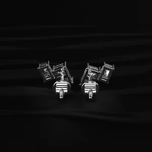 Double <b>Emerald</b> Cut Lab Grown Diamond Stud <b>Earrings</b> Simple & Classic Design Diamond <b>Earrings</b> Fine Ear Diamond Jewelry for Sale - Product Image 3