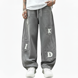 Jeans en denim vintage coupe droite pour homme, marque personnalisée, haute qualité, style décontracté, vente en gros - Product Image 1