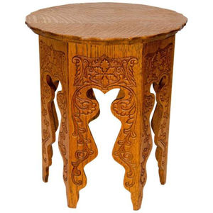 Table d'appoint octogonale marocaine artisanale en bois avec incrustations de nacre, design arabe, en bois massif, avec pieds amovibles - Product Image 4