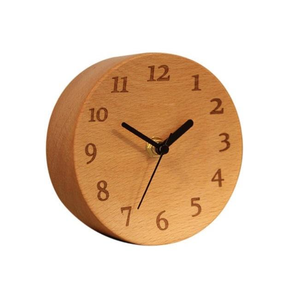Horloge de table en bois naturel pour bureau et table d'étude, horloge décorative silencieuse en bois pour salon, disponible à la vente - Product Image 2