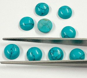 Pierre précieuse Howlite bleue en vrac, forme ronde, cabochon 3mm-30mm, pierre polie lisse pour la fabrication de bagues, pendentifs et boucles d'oreilles - Product Image 2