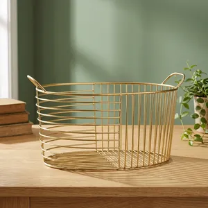 Metal Wire Gold Plated <b>Storage</b> Basket for Kitchen Home Decorative Fruit <b>Vegetable</b> Organizer Multipurpose Countertop <b>Storage</b> <b>Rack</b> - Product Image 6