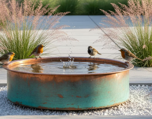 Bain d'oiseaux classique en métal pour jardin, patio, design élégant, base robuste, attirant les oiseaux, avec bassin de rétention d'eau. - Product Image 2