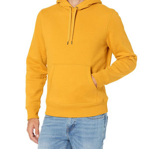Sweat-shirt à capuche pour homme 2026, couleur unie, 100 % polyester polaire, pull décontracté jaune, coupe classique, pour l'automne, ODM 350 grammes - Product Image 1