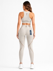 Custom Logo OEM ODM Low MOQ Factory Direct Sale <b>Crop</b> <b>Top</b> 2-Piece Set Eco-Friendly Breathable Quick Dry High Waist - Product Image 4