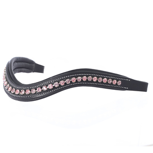 High Quality Customized English Leather Browband Soft Padded Western Riding Bridle <b>Light</b> <b>Rose</b> Amethyst Crystals Horse Equipment - Product Image 1