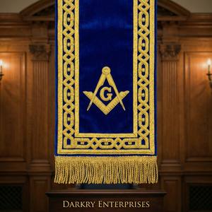 Guanteletes Masónicos Bordados a Mano con Hilo de Terciopelo Azul, Regalia Masónica Personalizada para Logia, Guanteletes de la Francmasonería - Product Image 3