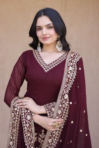 Traje Anarkali con Bordado Dorado, Largo hasta el Suelo, Vestido Tradicional Indio Pakistaní para Bodas, Ropa para Mujer - Product Image 6