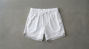 <b>White</b> Front Solid Mid XL Quick Dry Breathable Elastic Waist Drawstring Sports <b>Shorts</b> for Men's Running <b>Gym</b> Training - Product Image 1