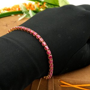 <b>Ruby</b> <b>Bracelet</b> 925 Sterling Silver 14K Gold Plated July Birthstone Bestseller Gold Jewelry Gift For Women - Product Image 3