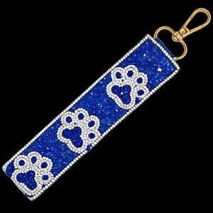 Porte-clés à bracelet bleu perlé avec motif de patte, unisexe, fermeture à crochet portable, style simple, taille mini - Product Image 5