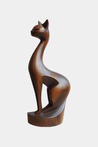 Sculpture de chat en bois artisanale moderne, finition brillante, jouet en peluche décoratif, décoration de table, décoration d'intérieur - Product Image 4