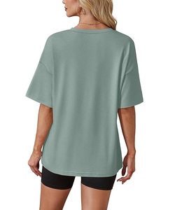 Camiseta de Algodón 100% Estampada al por Mayor para Mujer, Manga Corta, Cuello Redondo, Hombro Caído, Cómoda, Oversize, de Bangladesh - Product Image 4