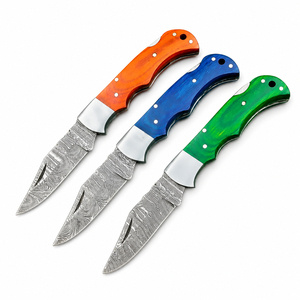 Cuchillos plegables de bolsillo Burraq de acero de Damasco con mango de madera y funda de cuero, para camping al aire libre, multicolor, calidad DIY, OEM, clip de 9 pulgadas - Product Image 4