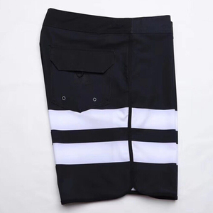 Men's <b>Black</b> White Striped Board Shorts Quick Dry Drawstring Casual Sport Shorts Mid Waist Polyester Swimwear workout shorts - Product Image 3