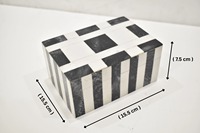 Boîte de rangement décorative en résine à carreaux noirs et blancs, faite à la main, moderne, pour bijoux et accessoires – Offre spéciale