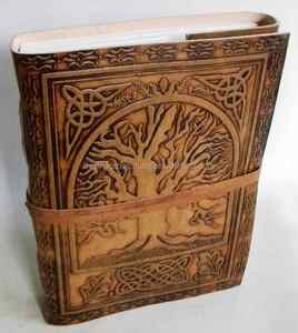 Embossed Tree of Life <b>Leather</b> Journal | Refillable Writing Notebook with Wrap Closure | Blank <b>Diary</b> for Travel, Sketching & Gift - Product Image 5