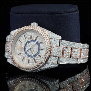 Montre mécanique en moissanite glacée avec cadran en verre, chronographe, bracelet en acier inoxydable, aiguilles analogiques, montre-bracelet de luxe personnalisée style hip-hop - Product Image 4