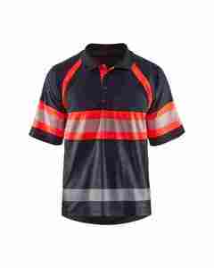 Tendances classiques – Polo de travail unisexe en polyester fluorescent réfléchissant à manches courtes, uniforme de sécurité, haut à rayures rouges et argentées - Product Image 1
