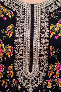 Vestido Anarkali Kurti con Estampado Floral para Mujer, con Pantalón y Dupatta con Borde de Encaje, Conjunto Tradicional Indio para Ocasiones Especiales - Product Image 6