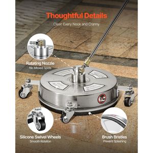Pulitore per Superfici in Acciaio Inox da 14 Pollici con 4 Ruote, Pressione Massima 4000 PSI, Attacco Rapido da 1/4 di Pollice per Accessori Idropulitrice - Product Image 5