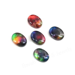 Cabochon de pierre précieuse en quartz coquille d'ormeau, forme ovale 10x14mm, dos plat, poli miroir, lisse, pour la fabrication de bijoux et pendentifs - Meilleures ventes - Product Image 6