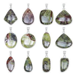 Dragon Blood Jasper Brass Silver Plated Gemstone Handmade Vintage Designer Pendant <b>Necklaces</b> for Women - Product Image 1