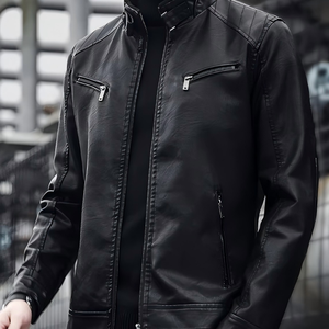 เสื้อแจ็คเก็ตมอเตอร์ไซค์โพลีเอสเตอร์ทรงเข้ารูป คอตั้ง ย้อมเส้นด้าย ซิปหน้า สไตล์พังก์ รุ่นใหม่ประจำฤดูใบไม้ร่วง/ฤดูหนาว เป็นมิตรต่อสิ่งแวดล้อม - Product Image 6